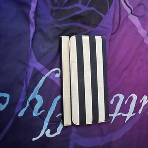 Striped Wallet with Black and White Design